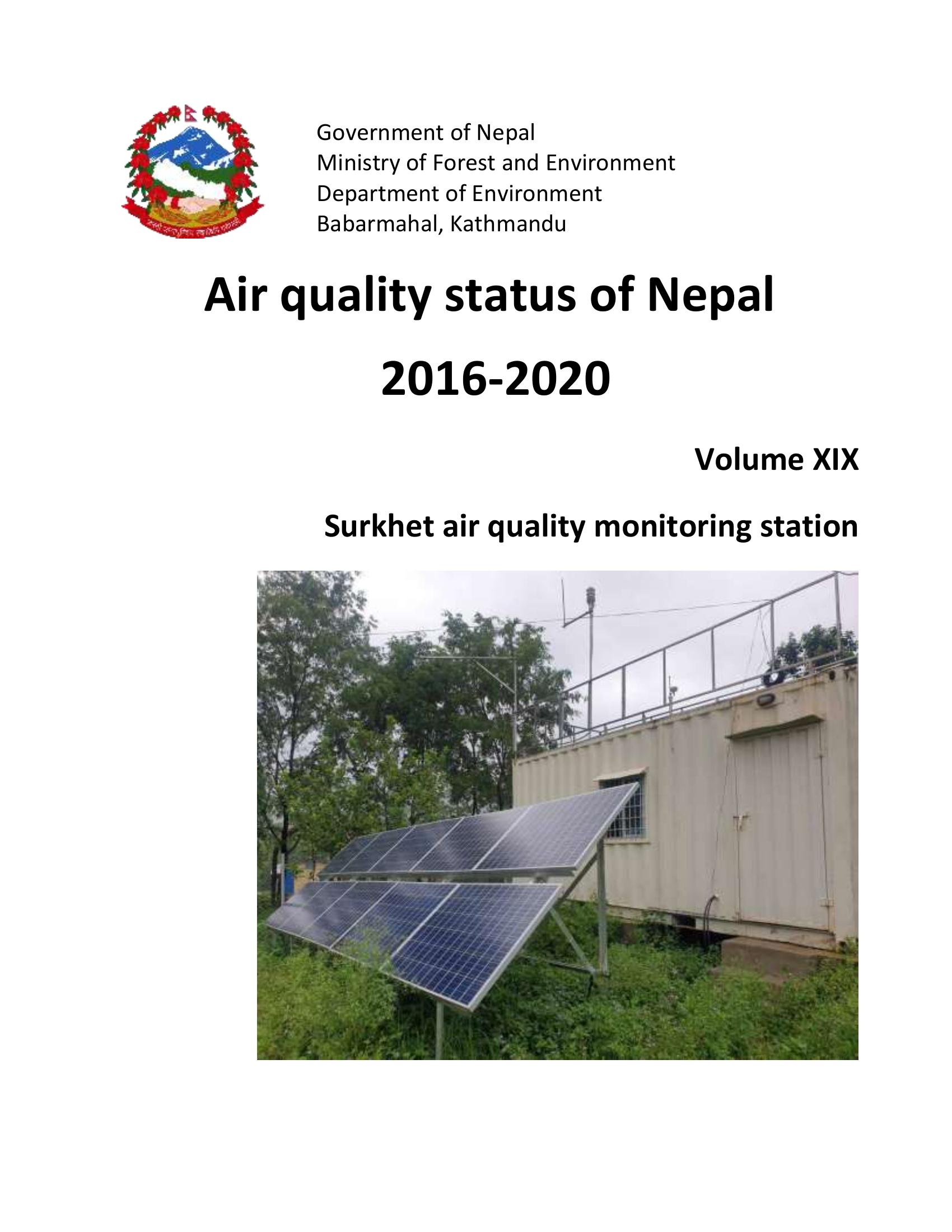 AIR QUALITY STATUS OF NEPAL 20162020 SURKHET AIR QUALITY MONITORING